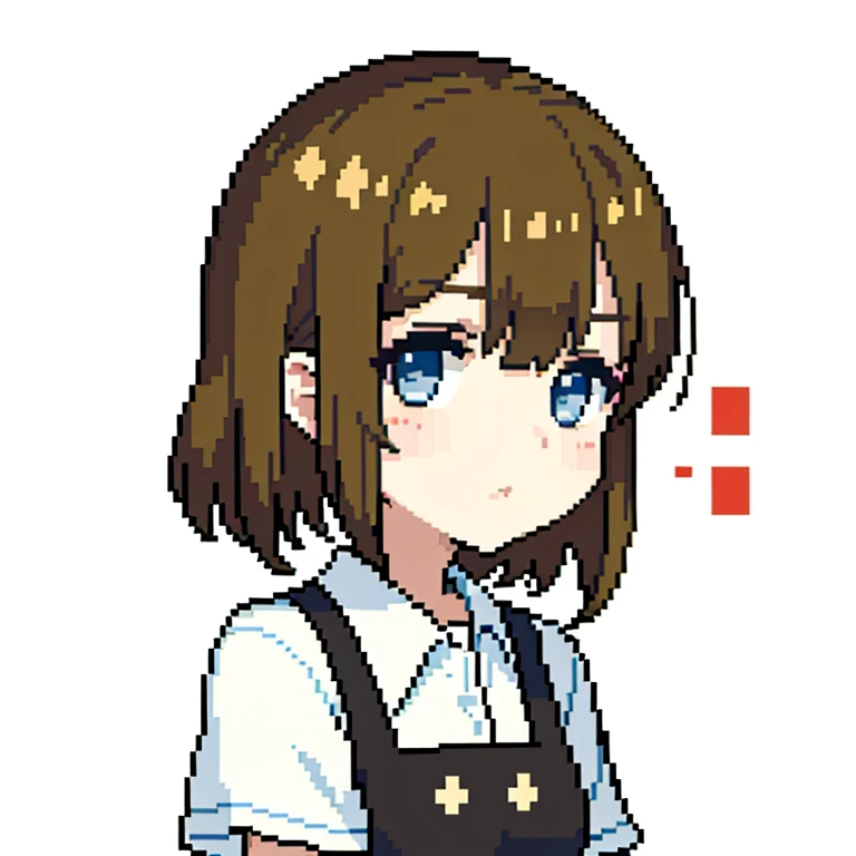 Pixel、Pixel art、 1 girl、Brown Hair、 s、uniform、Face only、diagonal