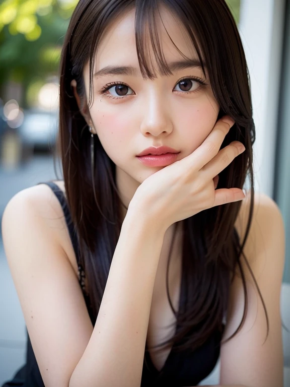 ((highest quality)), (be familiar with), beautiful girl, Japanese girl, baby face, highly detailed eyes, highly detailed nose, highly detailed mouth, beautiful feet, beautiful hand, beautiful arms, ((perfect anatomy :1.4)), one person, no cut, outdoor, glamor, Full-body, Photo-like, apartment, very huge , chiaroscuro, ((masterpiece)), 16k, textured skin, super detail