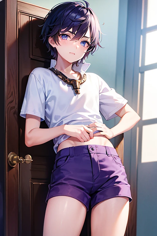 High school boy wearing purple panties