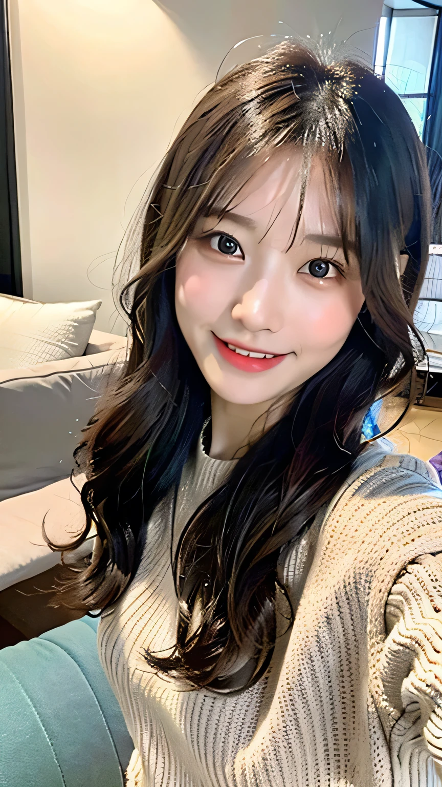The background is a large mirror、