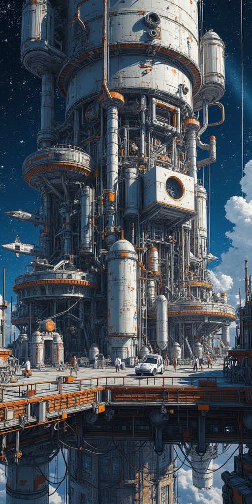 Huge structure\(space base,space station.3d,realistic,huge, gigantic, very detailed.great focus of station, beautiful bokeh, mechanical parts, cable, wires, machinery,dynamic angle,drifting galaxy,glowing, complex, labyrinth-like structure\),many space ships. masterpiece, best quality, perfect anatomy , very aesthetic , absurdres. at outer space,dynamic angle,Perspective distortion,telephoto, asymmetry,geographic