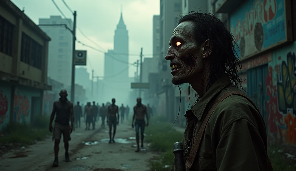 ((ciudad ruinas)), ((zombies inteligentes)), ((humanos y zombies)), luchar