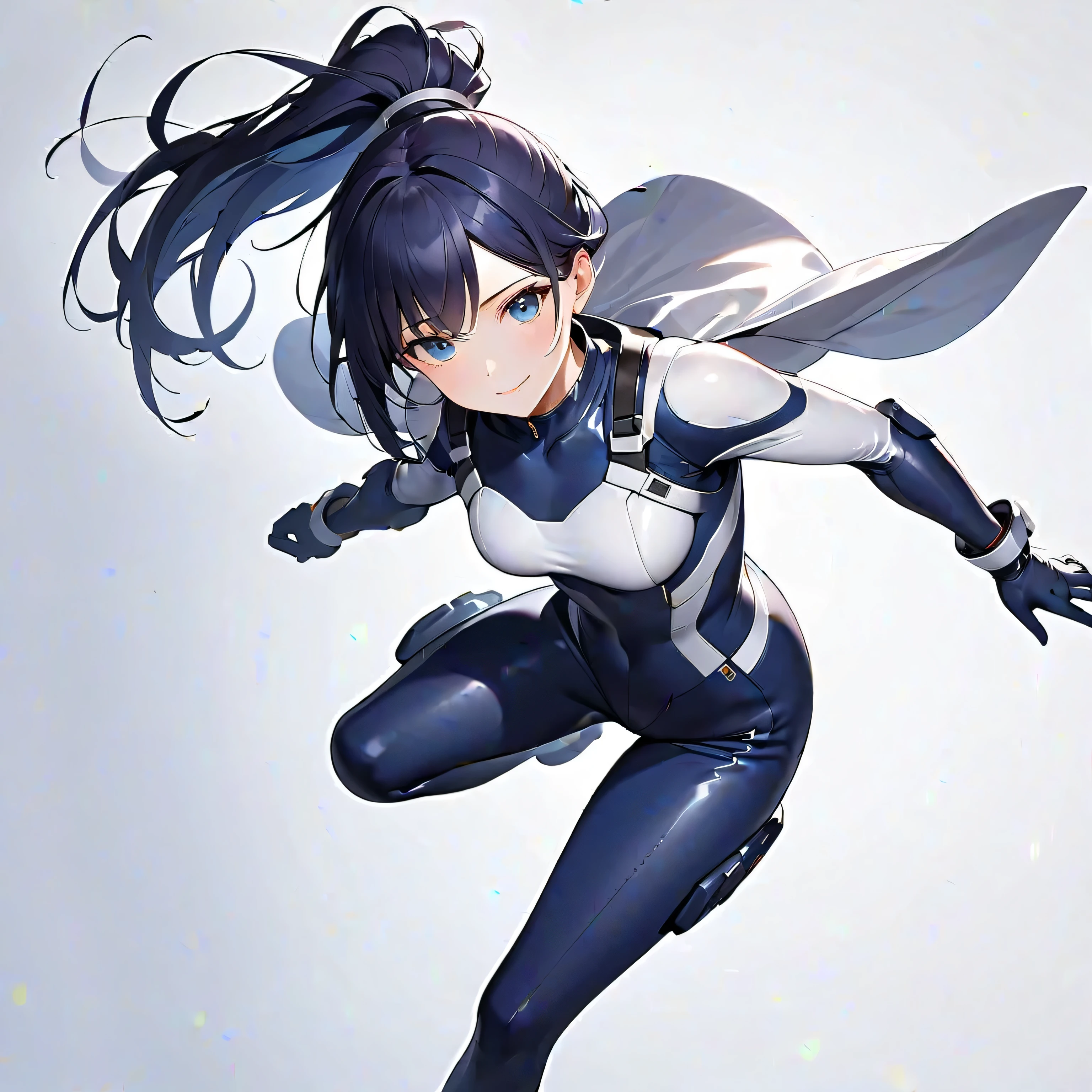 (Extremely detailed CG), (Highest quality), 1 girl, Perfect Face, Glowing Skin, Glowing Skin, Wide Hips,Tight waist, solo 1 girl papillion auger, , Cape, armor, belt, Bodysuits, purple Cape, purple Bodysuits, gloves, buckle, Black Hair, The left side of the hair is hanging over one eye ,, Purple eyes, Expressionless, Long Hair,lying on bed, indoor,Full Body Shot,