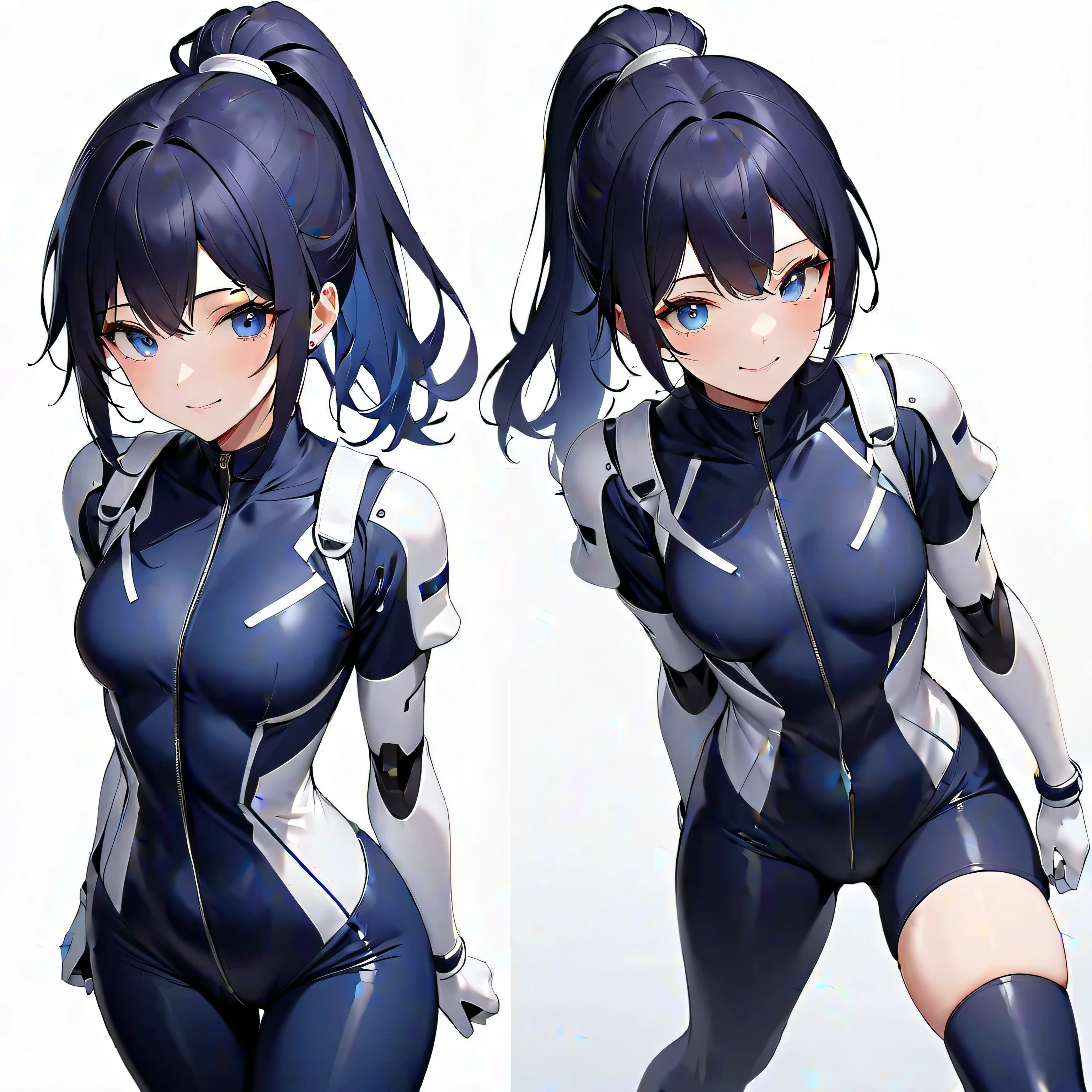 A close up of a woman in a blue and white suit - SeaArt AI