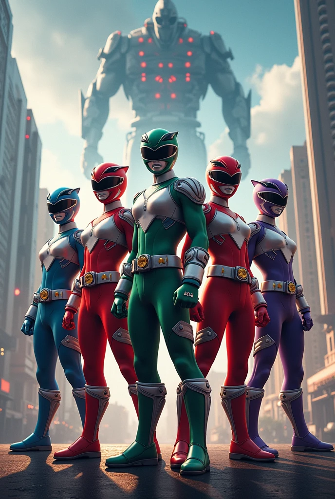 Female POWER Rangers in the form of crocodiles with Ranger helmets