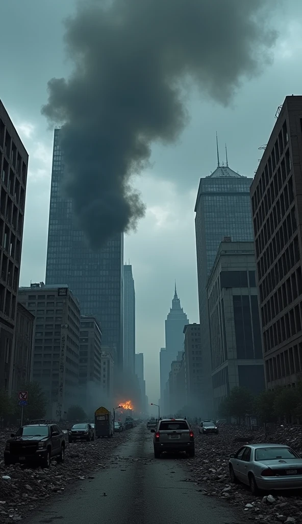 MIDDLE OF TOWN , WITH SCARY FOG , WITH URBAN