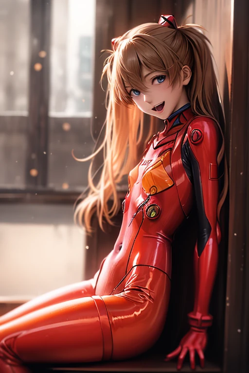 (( top quality)), ((masterpiece)), (be familiar with),  perfect face, indoor, bedroom, looking at the viewer,
One woman,  Soryu Asuka Langley,
 open mouth,  ecstatic expression beside the piano, blush, smile,
 small tits,  flat chested, Young girl, Lori,  s,  girl,
 long hair,  twin tails,
Leg spread,