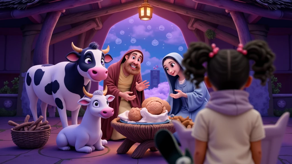 Inspired by the films in the posters and characters of Disney fix in 3D in high resolution and high quality create a close-up image of a hand of a light brown  girl extending her hand with bread wrapped around it in a white cloth on the other side a small hand of a baby stretches out and touches the bread with her finger all black background