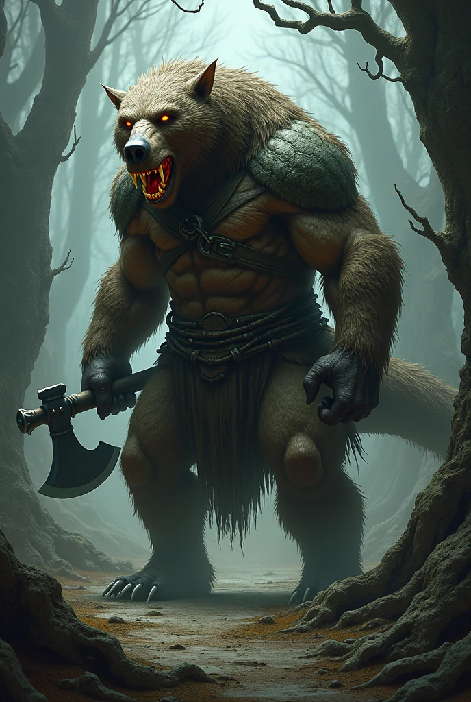 Monsters bosses anime medieval drawn white background dark bear