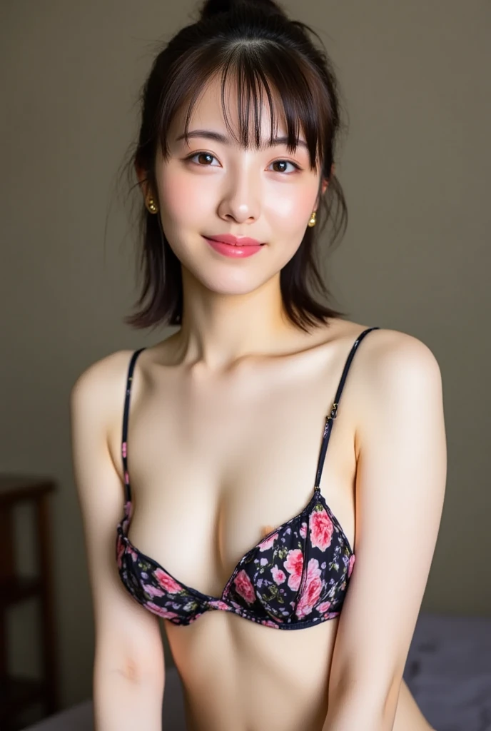 masterpiece, 最high quality,16k,8K,beautiful,get used to it,exquisite,extremely get used to it, finely get used to it, high quality, insanely get used to it, ultra get used to it, ultra high resolution, 超high quality, beautiful face, Japanese, NSFW,While naked, (big breasts,micro bikini,upper_body,Lewd pose,ultimate  cute girl:1.6),Cinema Lighting,smile