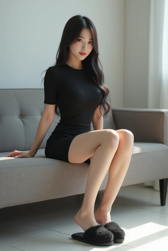 Best quality,  raw photo,  photorealism,  8k,  32k UHD,  lifelike rendering,  Photo of stunningly Beautiful Korean woman,  mid-twenty milf,  medium dark brown hair,  double eyelids,  dark brown eyes,  glossy plump lips,  natural medium-large breasts,  long-legged,  soft curves,  pale skin,  exquisite detailed real skin texture,  daily outfit,  short-sleeves pencil dress with stilettos heels,  sharp focus,  elegant mature woman,  charming face,  radiant eyes,  smile,  gaze at viewer,  from__,  thighs focus,  hyper-realistic photo,  detailed eyes,  exquisite facial,  detailed hair,  detailed fabric rendering,  daylight,  ray tracing,<lora:EMS-58232-EMS:0.800000>,<lora:EMS-179-EMS:0.400000>,<lora:EMS-98042-EMS:0.000000>