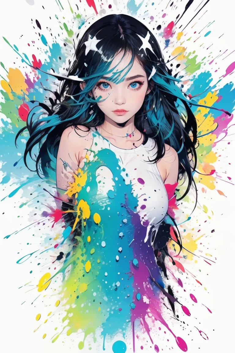  splash、 girl、art、 colorful 、