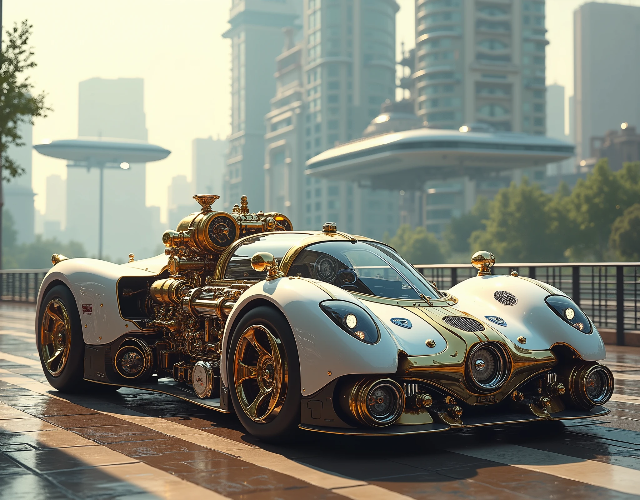 ( masterpiece:1.2 ), ( super detailed), 8k, 16k, wallpaper,(  steampunk:2.0) ,sci-fi ,retrofuture,Team Punk Car , Steam Engine Powered Car , Anime Artwork,クーペ