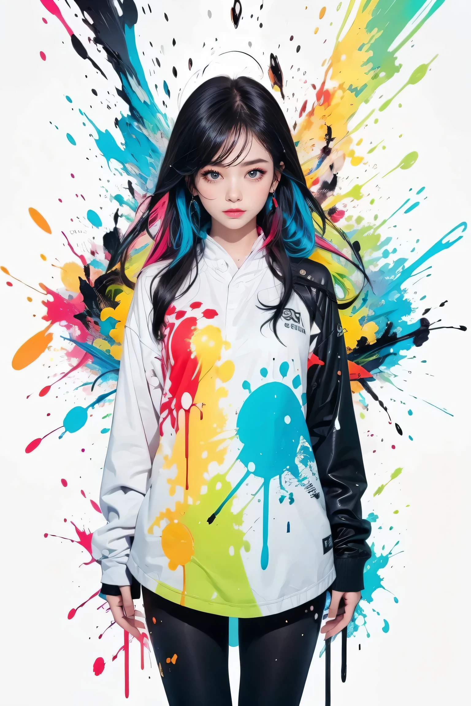  splash、 girl、art、 colorful 、