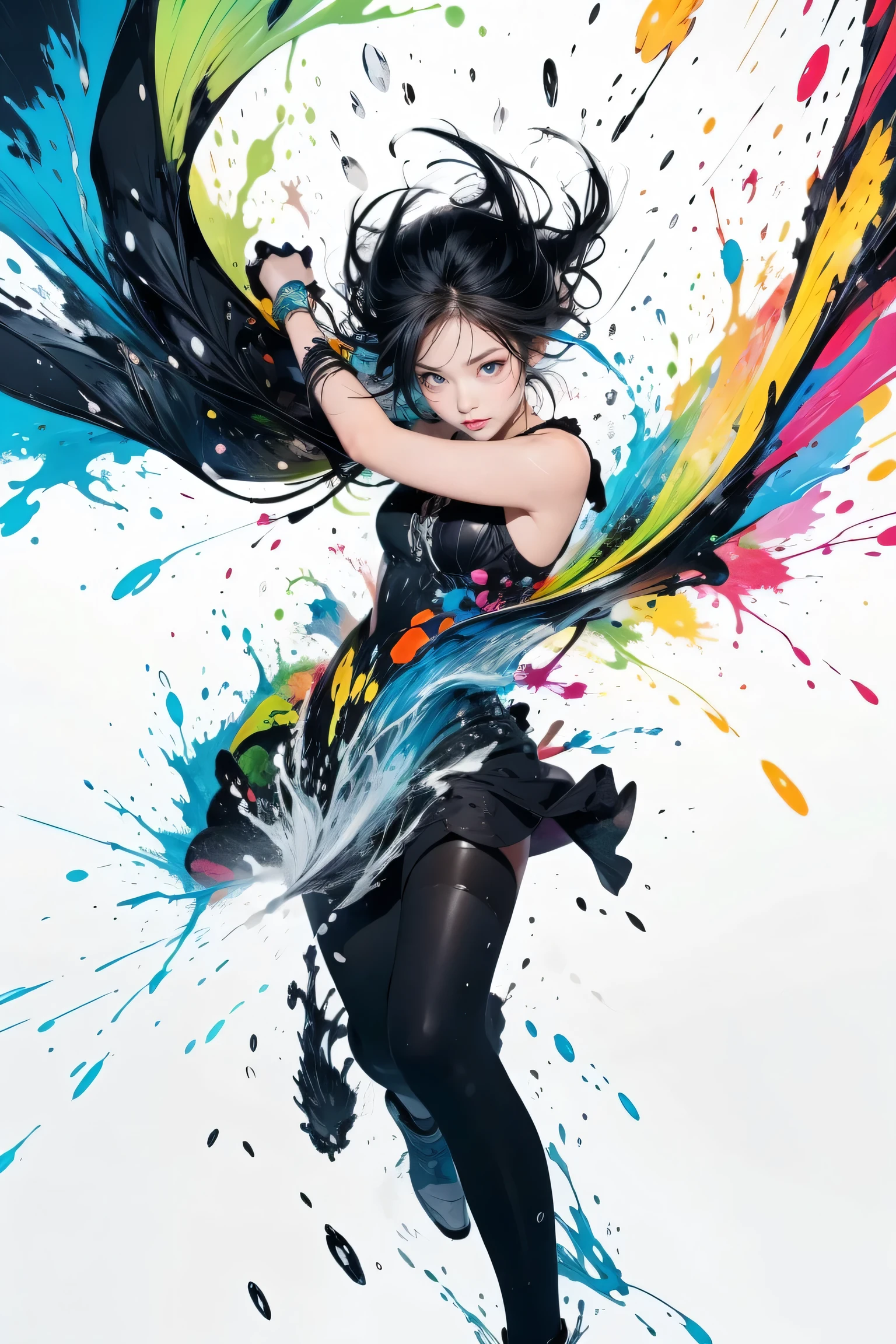  splash、 girl、art、 colorful 、