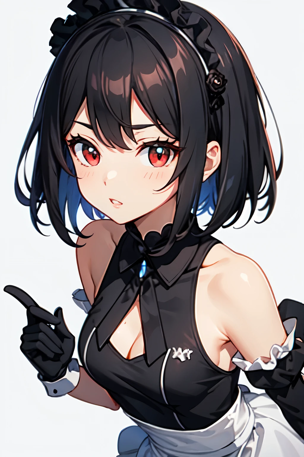 A slutty little kid wearing black leather straps, surrounded by hearts!