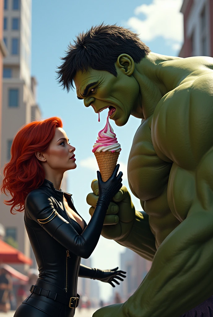 araffe and a woman eating ice cream in front of a hulk wall, 3 d epic illustrations, incredible digital art, 3d digital art 4k, fantasy pop art, art of alessandro pautasso, 8k comic art, hyperrealistic fantasy art, super realistic painting style, realistic digital art 4 k, realistic digital art 4k, detailed digital 3d art
