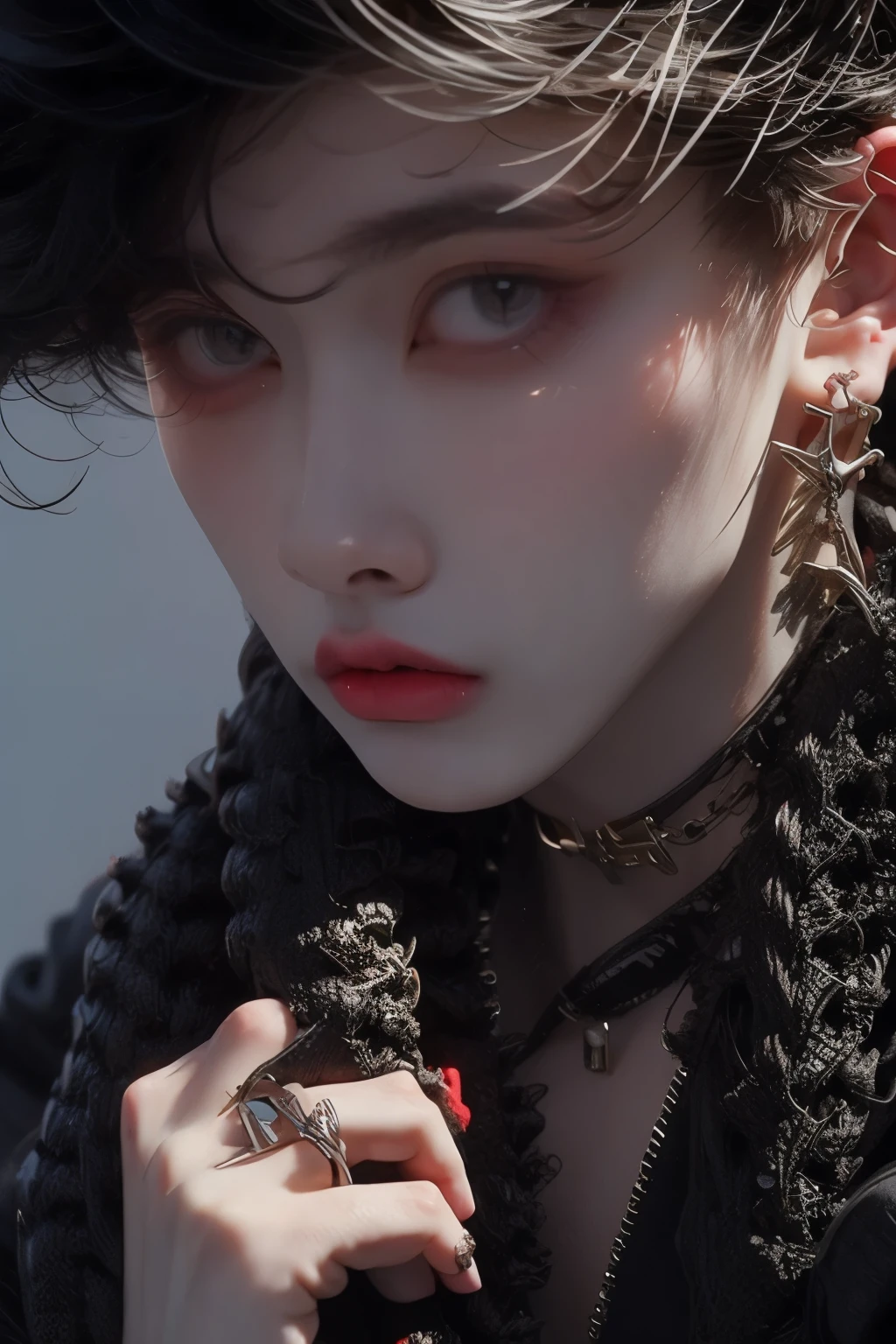 He's a boy with covered hair, he's a , and his hair color is black
