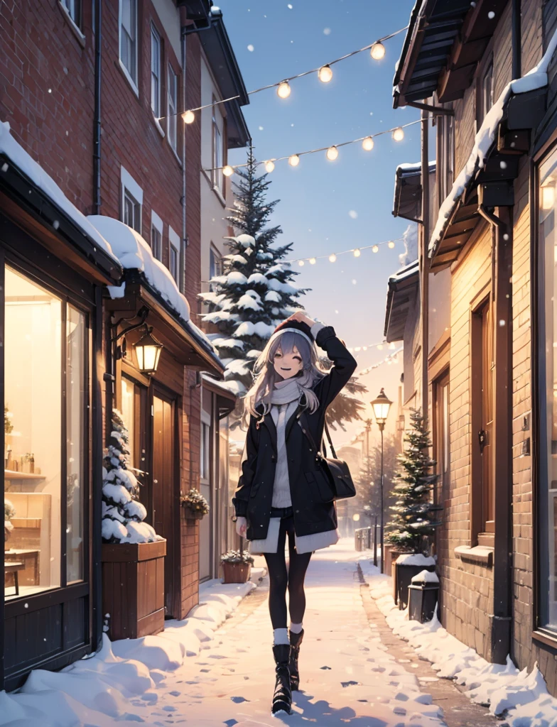 Happy snowy street 