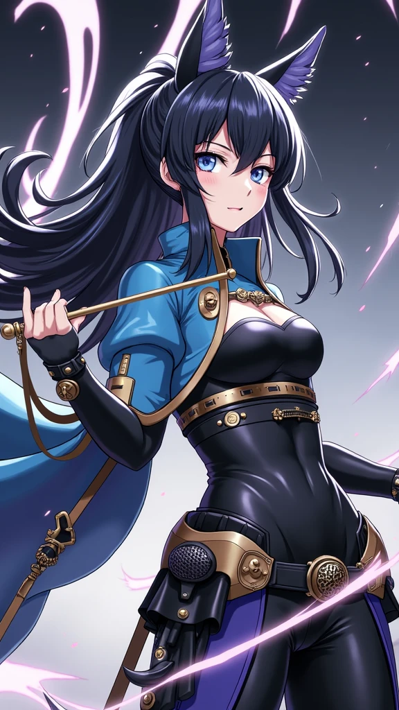 4K,High resolution,One Woman,Dark Blue Hair,Long Ponytail,Blue Eyes,Big Breasts,knight,Gold Armor,Heavy Armor,Full Armor,Black tights,hair band,Jewelry decoration,Golden Long Sword,Medieval castle