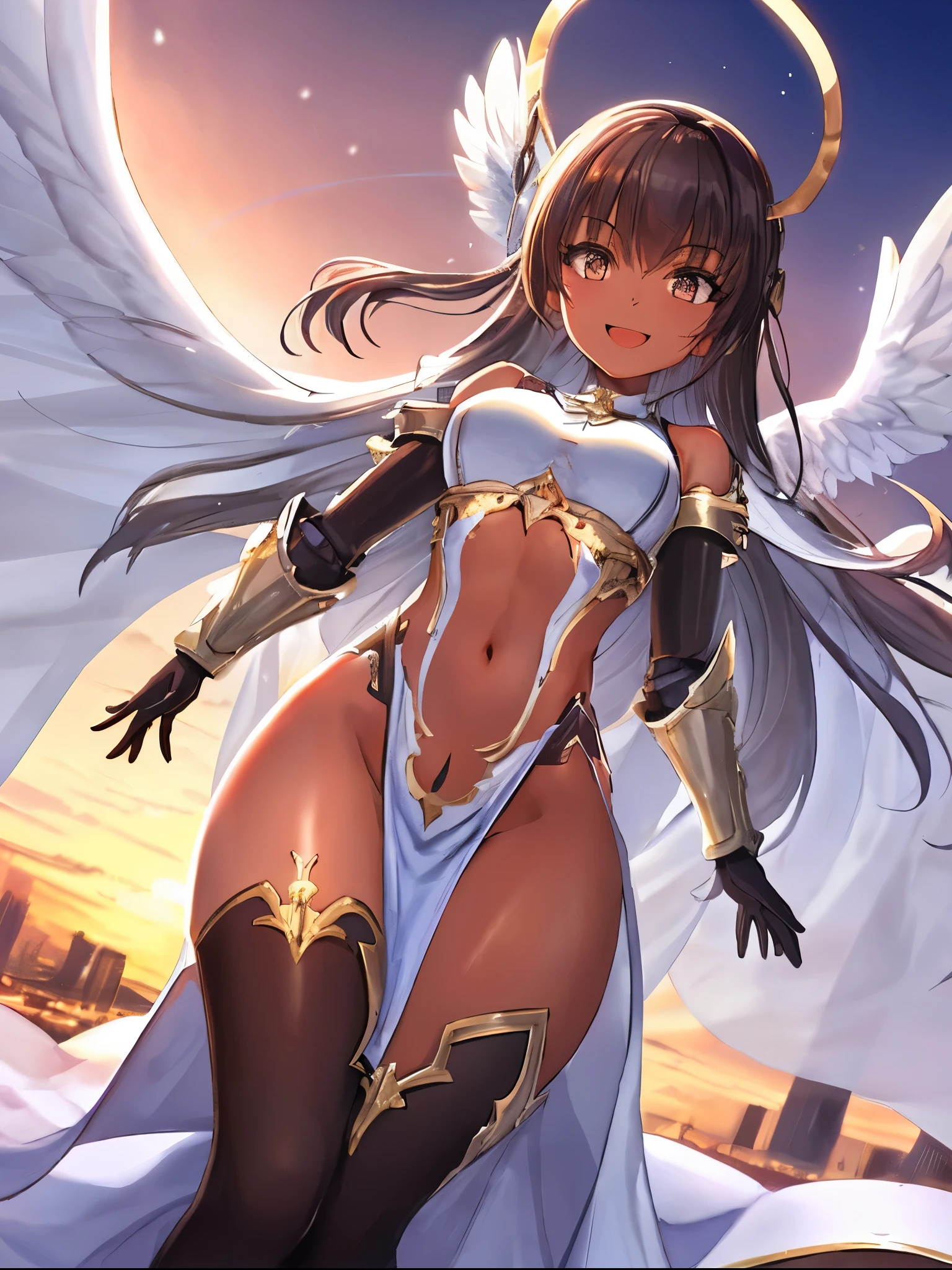 Brown skin　Beautiful War Goddess　Sexy high leg　Angel&#39;s wing　Gal Angel　Lewdな顔　Vulgar tattoos　Lewd　Fallen Angel　The despised angel　Vulgar pose　Spread your legs