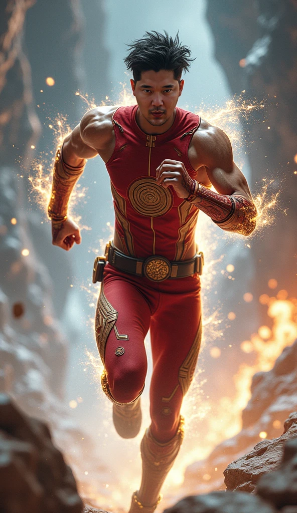 Highly detailed, High Quality, Masterpiece, beautiful, solo, Ricardo, red bandana on the head, <lora:Char_Sigmas_RicardoMilos:0.9>, topless, topless male, YaranaikaFace, <lora:Expression_YaranaikaFace:1>, running, (superspeed, lighting:1.2), motion blur, electricity, incoming, <lora:Pos_SuperSpeedRunning:0.9>
