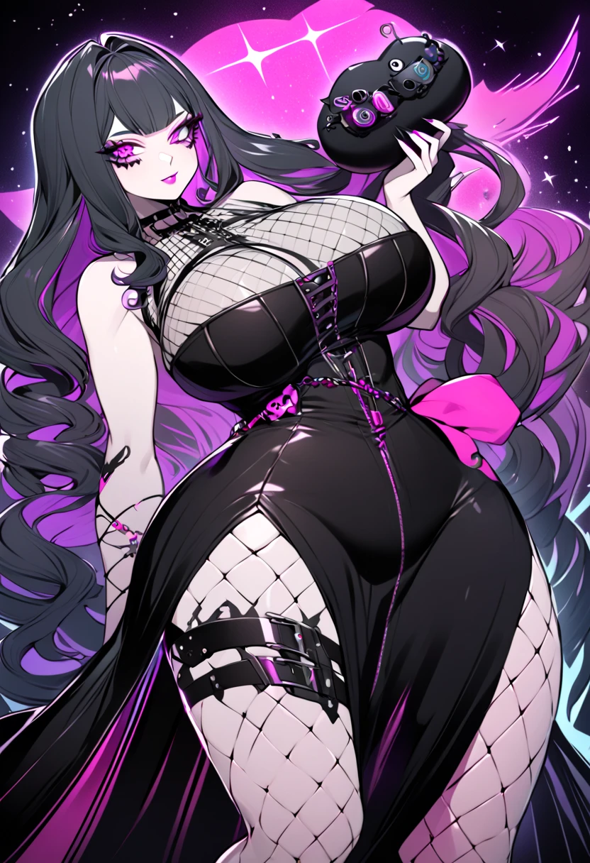   Like a naked anime milf who takes the delicious new original selfie of a beautiful anime girl with a GummyPunk Gothic style,  Ideal for an original new Vtuber avatar ,   designed both for 2D with a unique style and a feminine outfit  :  New redesign of the Vtuber avatar that embodies an impressive anime girl with long hair with a unique GummyPunk style ,   combining gothic elements with vibrant  ,  candy-inspired aesthetic  . Her length ,   jet-black hair is combed in loose waves with neon sparkles ,  big legs like for big buttocks   ,   Big Tits,   Mila  ,   big ass,   busty  , The debt, Slut with   big ass  