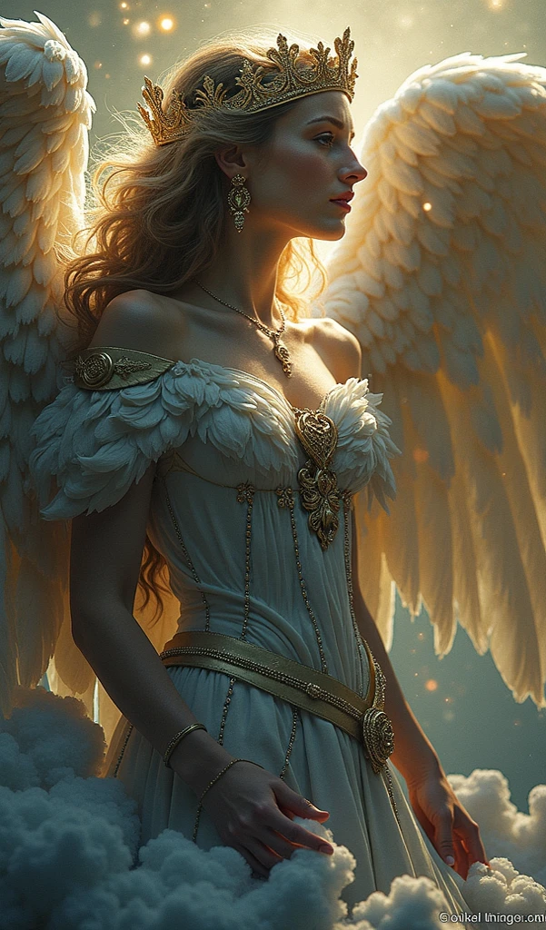 An unearthly female figure with graceful, Luminescent wings, surrounded by glowing, Magical creatures in the enchanted forest. Scattering of skin below the surface., Shiny skin, iridescent dress, detailed background, ([Elizabeth Olsen|Anne Hathaway|Selena Gomez]:0.8), round cute face, green eyes, Close-up, amazing little detail, Film Nikon D850 Camera Kodak Portra 400 f1.6 lenses, rich colors, realistic texture, dramatic lighting, unreal engine, trending on artstation, film studio 800 tungsten,score_9,score_8_up,score_7_up,dramatic lighting,highly detailed,high budget,bokeh,cinemascope,moody,epic,gorgeous,film grain,grainy,masterpiece,best quality,perfect anatomy,very aesthetic,official art,8k