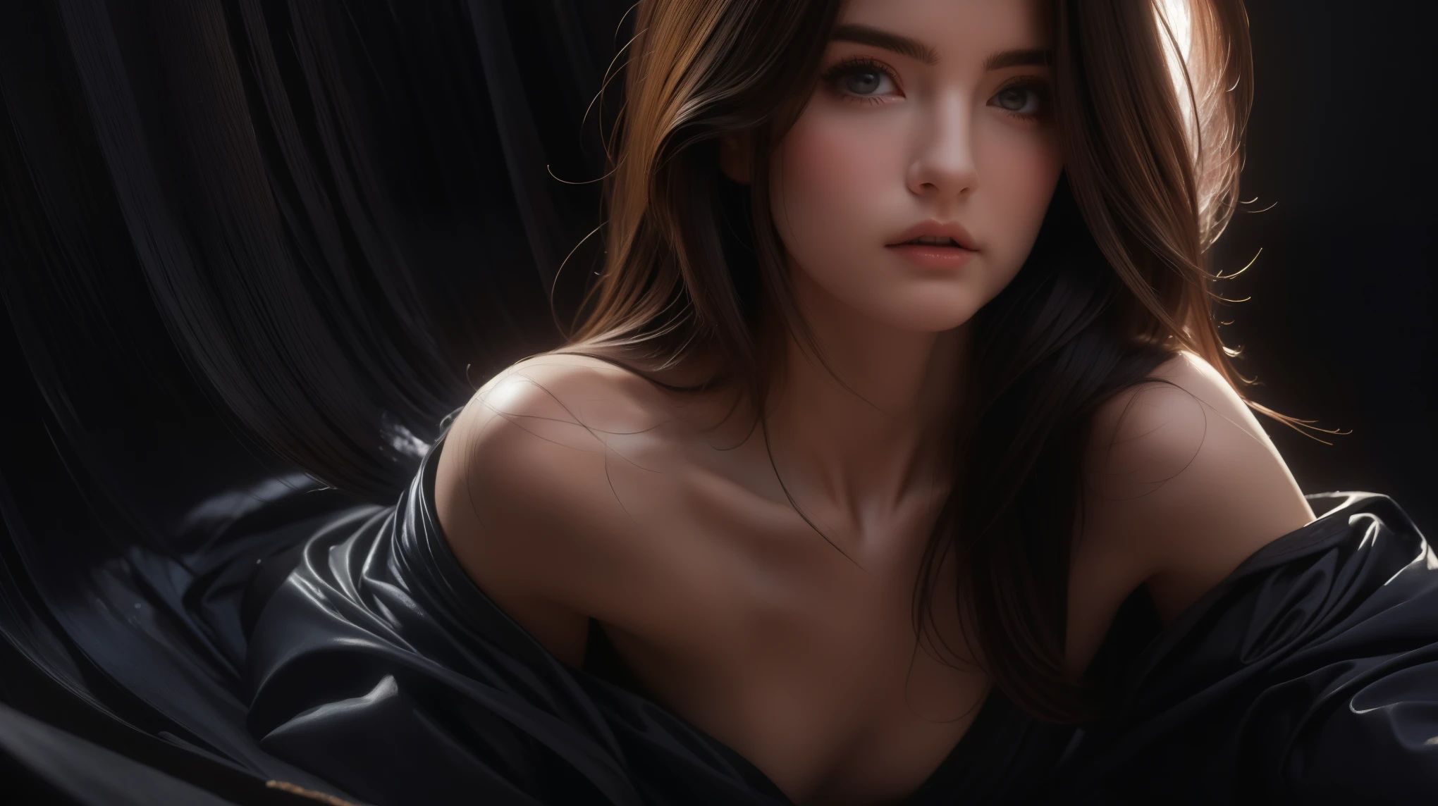 Young woman with raised