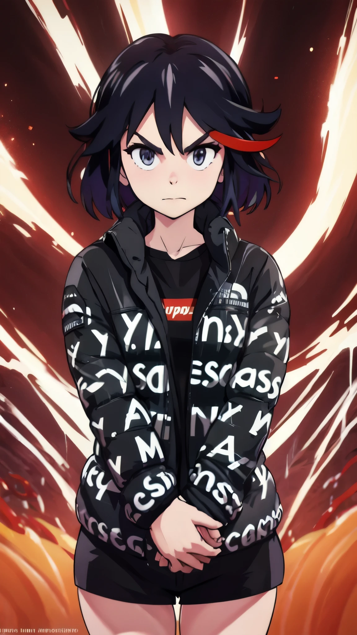 ryuuko matoi  dripjacket own hands together, 