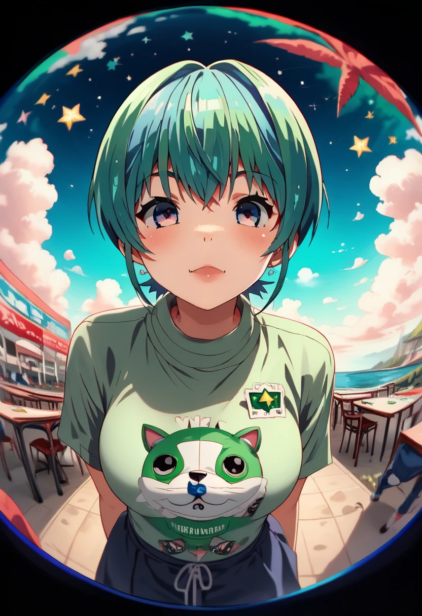 anime girl with blue hair and green hair with stars and clouds, anime vibes, dreamy psychedelic anime, 2 d anim e style, anime girl with teal hair, anime style hyper detailed, anime style mixed with fujifilm, anime style 4 k, decora inspired illustrations, 2 d gorillaz, ufotable art style, trigger anime artstyle, anime styled digital art