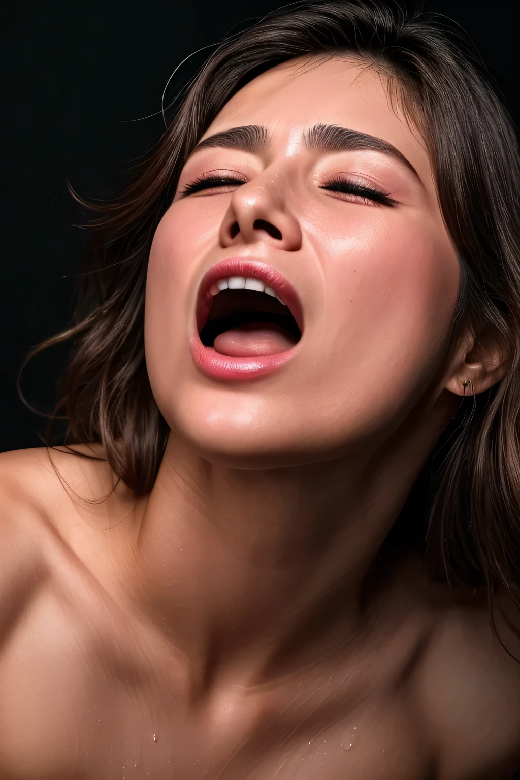  beautiful Japanese actress ,Flying debris,Award-winning works,  very detailed,  edge orgasm ,  Woman with her mouth open and her eyes closed , sweatをかいた肌、Lighting that accentuates the shine of sweat{{{Please spread the word }}},  black hair、 please use the viewer's judgment ,(length, Narrow nostrils)、 light from below、 eyes that are ajar, I frowned....,  drool, Spit it out,((Raise your arms on your back)),nsfw,(:1.3) ,(Final:1.2),( vulgar:1.3),(So stupid:1.1),( steam:1.1),( wet:0.8),(  above S:0.8),(tears:0.7) ,( drool:0.6),(sweat:0.8),((Face close-up))Taylor Hill