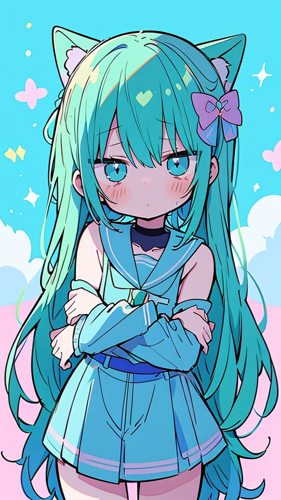 anime girl with blue hair and green hair with stars and clouds, anime vibes, dreamy psychedelic anime, 2 d anim e style, anime girl with teal hair, anime style hyper detailed, anime style mixed with fujifilm, anime style 4 k, decora inspired illustrations, 2 d gorillaz, ufotable art style, trigger anime artstyle, anime styled digital art,dynamic