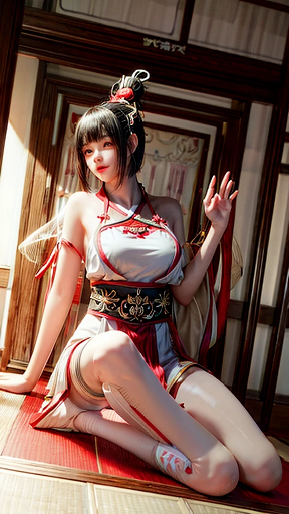 (best quality:1.5), (masterpiece:1.5), very detailed, high resolution, 8k, cute Japanese woman, cute 24 year old beauty, slim body, (slightly saggy busty breasts), thin lips, detailed face, Beautiful and elegant face, cute face, natural bangs, arched eyebrows, well-groomed eyebrows, (big eyes with a good balance between the left and right sides), cute eyes, beautiful eyes, beautiful thin nose, (beautiful skin), medium Hair, Brunette hair, black hair, (natural bangs), (Round and cute face:1.2), slim figure, (looking at the camera with a Gentle smile), beautiful legs, smooth skin skin, slim and beautiful thighs, cute and sexy slim 24 year old woman, fair skin , Beautiful breasts, (Slender and slim body:1.5), (Slim waist:1.8), (slim hips:1.8), ((slim Butt:1.8)), I-type Valley, cleavage, (Natural Light:0.8), (lighting forward:0.8), (lighting front:0.8), (Flat lighting:0.8), Relaxed smile, Detailed fingers, beautiful hands, (Round face:1.4),