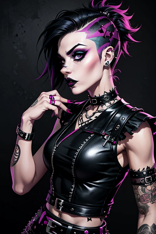 Style by Style-Death, Style-Death background, drunken beautiful woman ((ti-theally)) as delirium from sandman, by jeremy mann, by sandra chevrier, by dave mckean and richard avedon and maciej kuciara, punk rock, tank girl, high detailed, 8k