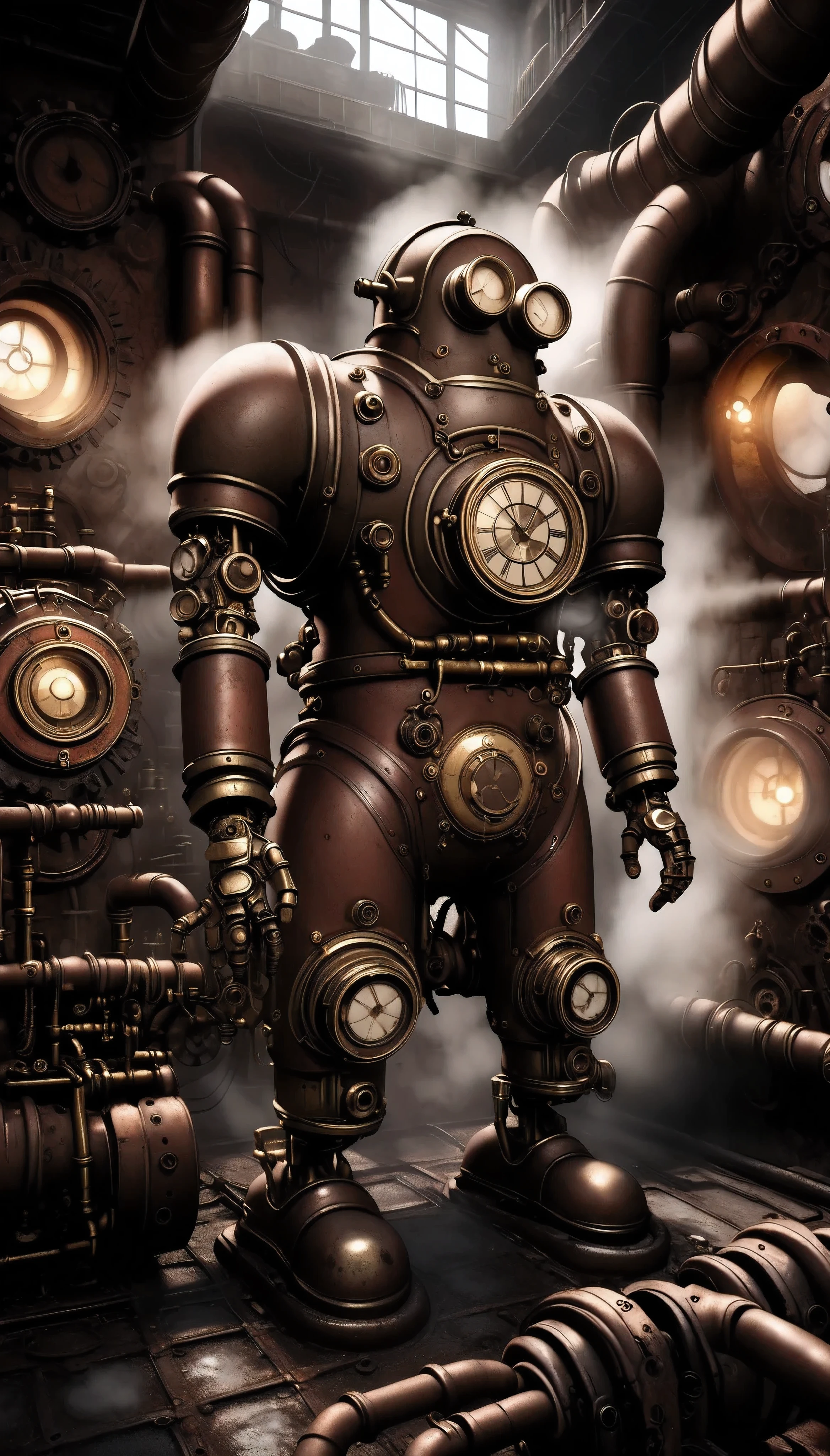  steampunk, beautiful female mechanic, \ atlus\,  best aesthetic performance , Steam that makes you imagine heat is erupting in the background,  A fascinating and glamorous world ,  cinematic lighting,  raytracing ,  raytracing ,  high detail, Afterimage, masterpiece,  top quality,  super detailed, 4K,  super high resolution, 8k