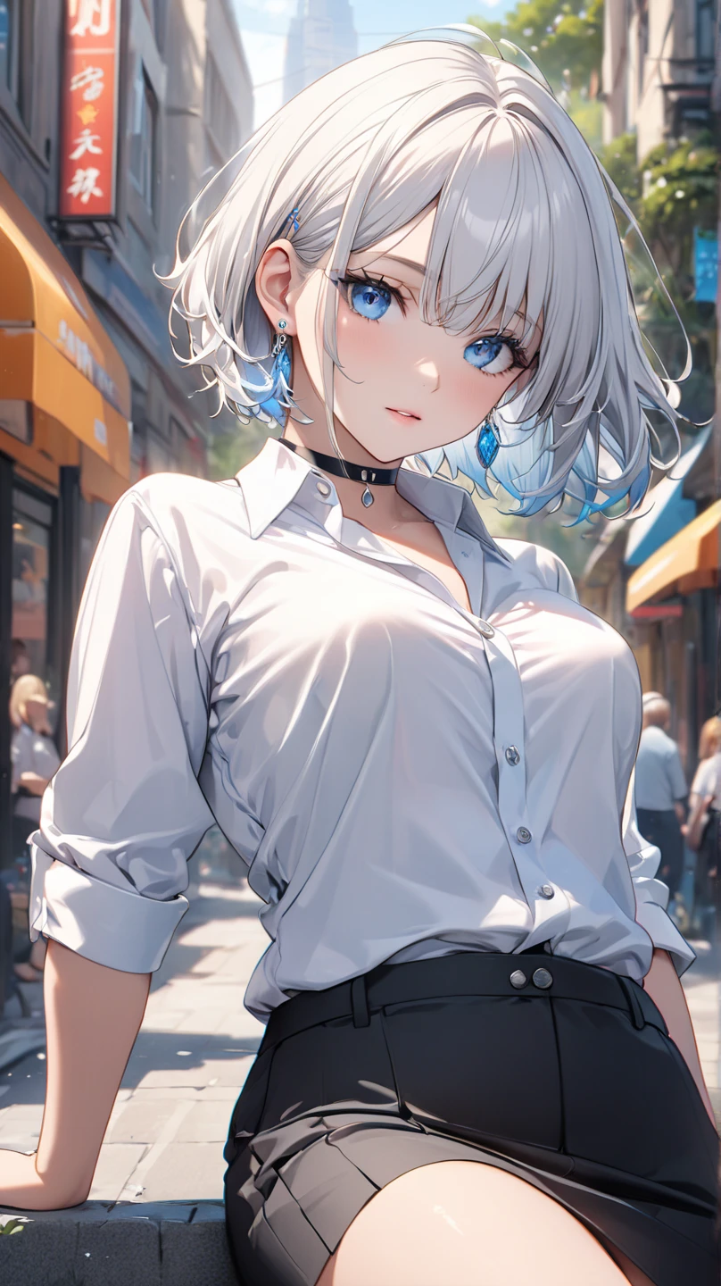 (masutepiece,the Extremely Detailed CG Unity 8K Wallpapers:1.5),(beutiful breast,Farbe_aberration,beautiful detailed shadow,Beautiful eyes,Beautiful body,Beautiful skin,beautifull hands:1.5),(鮮やかやFarbe彩,Realistic, hyper realisitic:1.5),(Curve,Farbe気,Seductive smile:1.5),(Shiny hair,silber hair,茶Farbeい目:1.5),(In the street:1.5),delicate patterns,intricate detailes,red blush,shinny skin,Seductive Anime Girl, [ 8K Digital Art ]!!, beautiful alluring anime woman, painted in anime painter studio, Smooth Anime CG Art, realistic anime 3 d style,Unparalleled beauty, Shiny and firm skin, アッシュ系の茶Farbeの髪を, Beautiful and nice girl,kindly smile,Short hair, White sweater that emphasizes the body line, blouson jacket, snug jeans trousers, large full breasts,