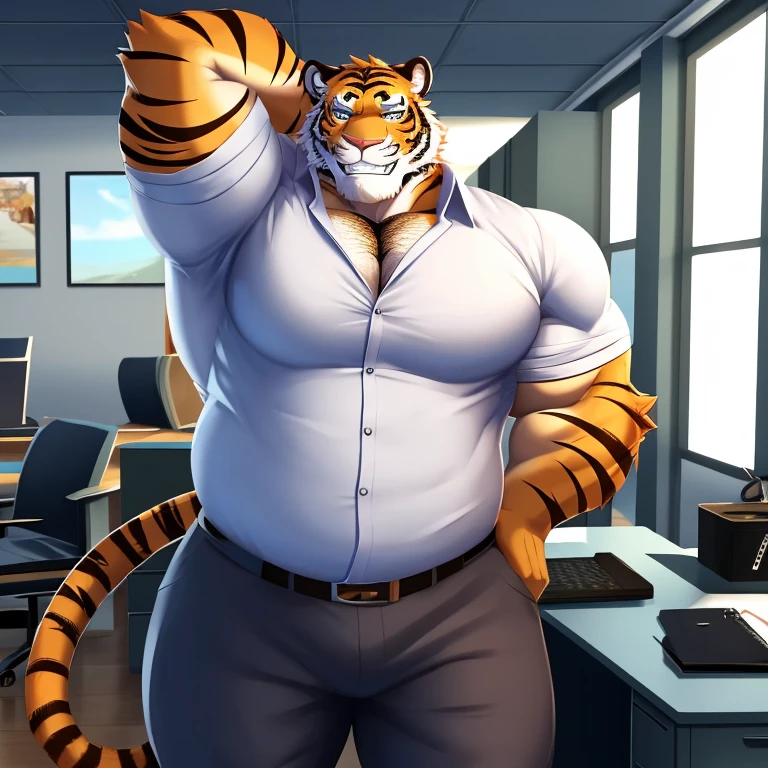 Author: bontiage, (2 boy), tiger, big bulge crotch, ?????, pants, long sleeve plain shirt, necktie, Men's Second, kemono, hot body, muscle, Beautiful, sexual, Attractive guy, (Detailed black eyes), brows, (masterpiece, A high resolution, Best quality), 4K, a male, Beautiful shadow, (red cheek:1.5), (large wall-mounted mirror), (reflection is in the mirror:1.4), (in front of mirror), (facing the mirror), (looking the mirror), (from behind:1.5)
