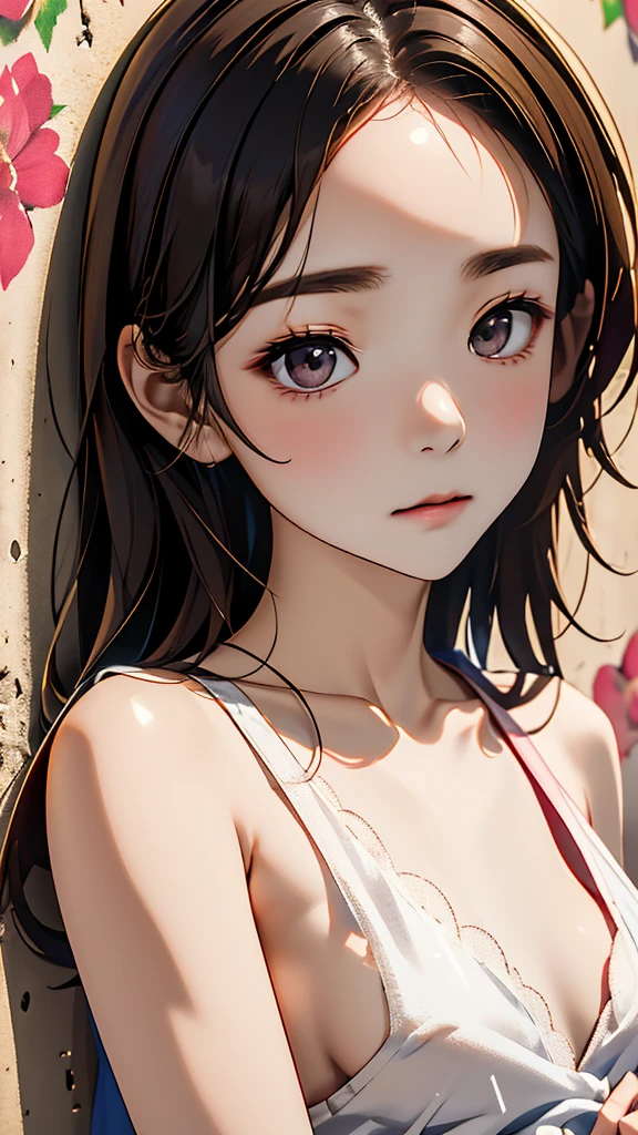 in 8K、超A high resolution、Best Quality、masutepiece、The ultra -The high-definition(quite massive chest、Hide all cleavage:1.3)(White High Legs Swim Racing Suit、White competitive swimsuit:1.28) (Long Black Hair、A Japanese Lady、adult lady、young、long legged、Realistic face、Big dark eyes、Charming smile、Dimples、drooing eyes、Crisp double eyelids、a small face、ighly detailed:1.15)
