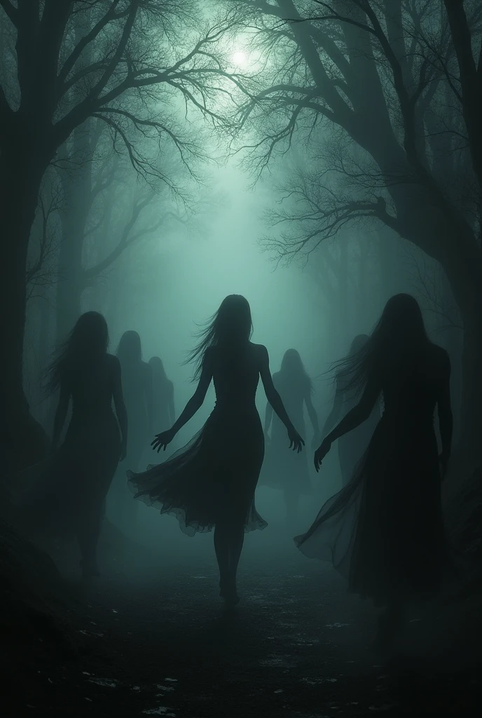 Samara chasing people in the forest