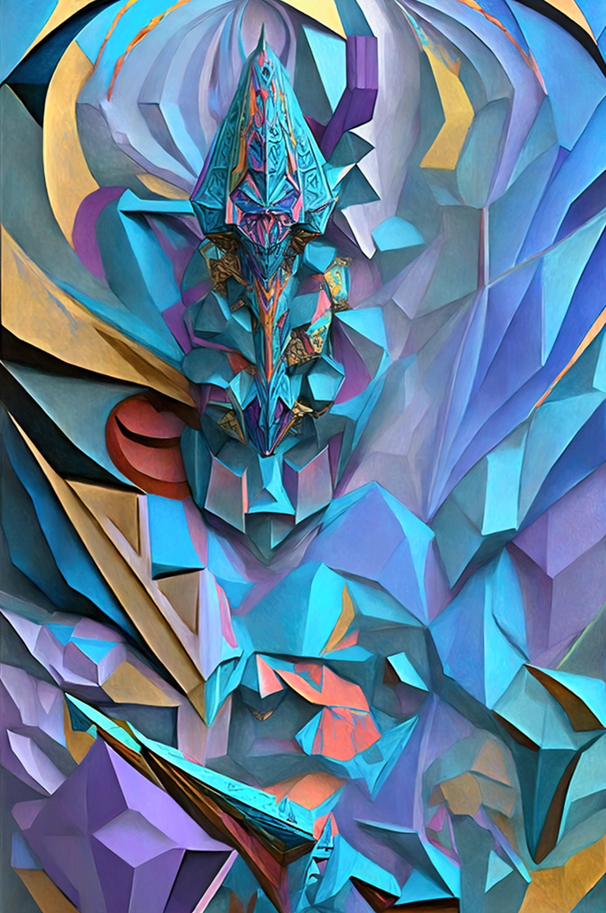 Tzeentch, the lord of Change. Cubism. Abstract art. 3d modelling. Iperdetailed.