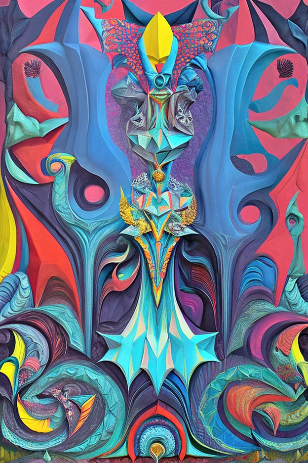 Tzeentch, the lord of Change. Cubism. Abstract art. 3d modelling. Iperdetailed.