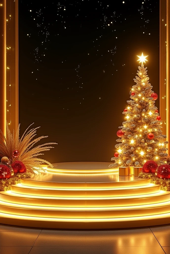 An ultra-detailed, high-resolution (best quality, 4k, 8k, highres, masterpiece:1.2), realistic (realistic, photorealistic, photo-realistic:1.37) artwork with a beautiful scenery and no humans. The scene is set indoors during Christmas time. The focal point of the image is a magnificent Christmas tree adorned with colorful ornaments and twinkling lights. The tree stands tall and grand in the center of the room, surrounded by beautifully patterned tiles that add depth to the image. Behind the tree, there are sliding doors leading to a patio with a glimpse of the outside world. The walls of the room are decorated with festive decorations, and a lush plant sits in one corner, adding a touch of greenery. Natural light streams through a large window, casting a warm and inviting glow on the scene. The air is filled with a sense of anticipation and joy as the room is filled with beautifully wrapped gifts waiting to be opened. The overall color palette is rich and vibrant, with a harmonious blend of red, green, and gold tones. The lighting is carefully crafted to create a cozy atmosphere, with soft shadows adding depth and dimension to the image. This artwork captures the spirit of Christmas and the beauty of the holiday season in a highly detailed and visually stunning way.