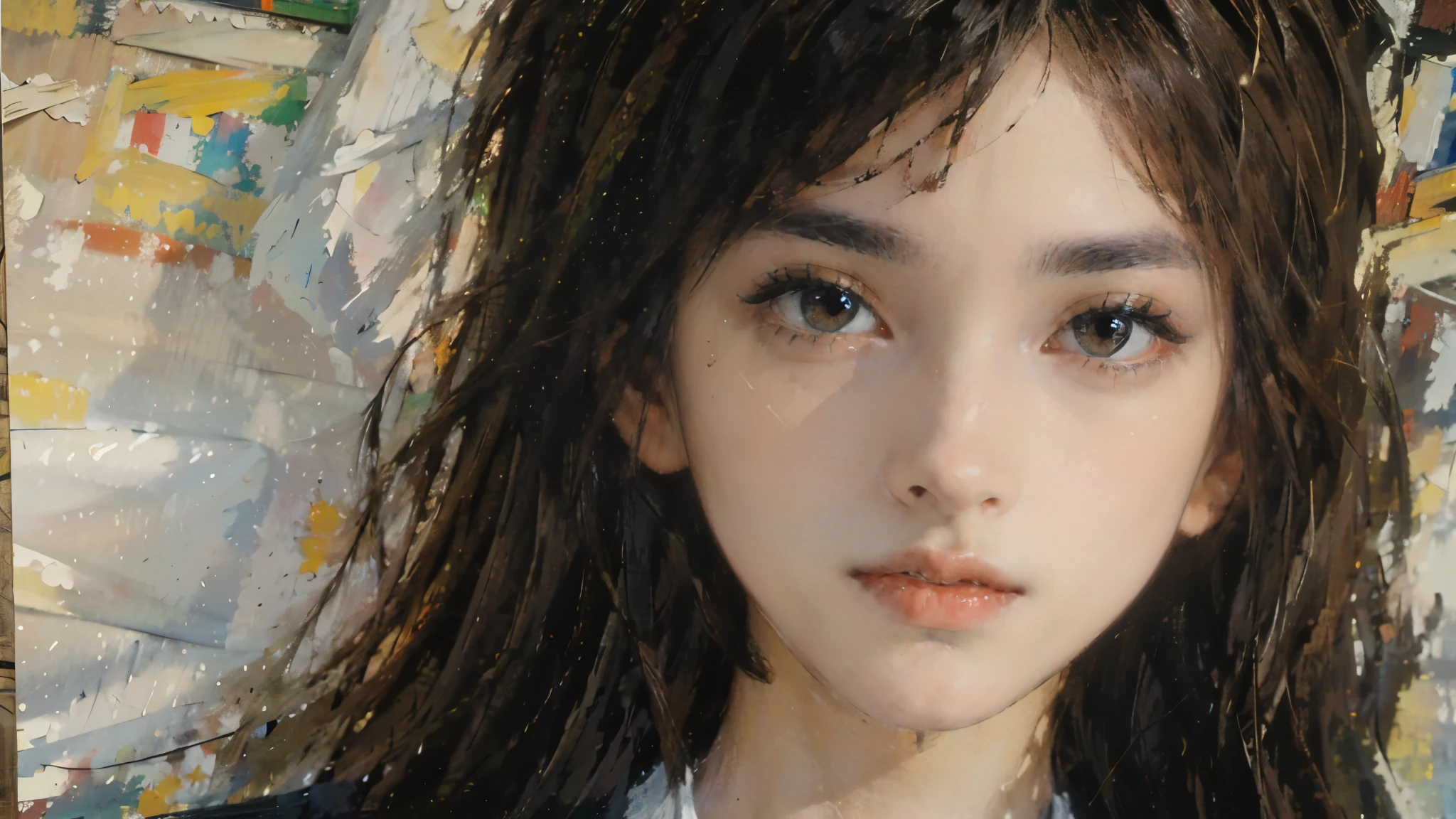 realistic portrait, painting by gustave moreau style, very beautiful eyebrows kawaii sweet black eyes gothic young albino schoolgirl, by[anna dittman], by bike, bohemia, photorealistic charming, 32k resolution, unreal engine. gothic style. watercolor. attraction, seduction. a detailed face. glow in the dark. unreal engine 5