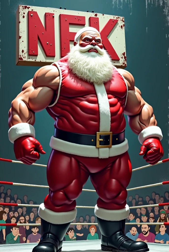Magazine cover. solo, 1boy, perfect anatomy, ground view, wrinkles skin, low shoot, down view, perfect proportion, gift, thick body, thick thighs, big red bad, sharp eyes, big eyes, smile, santa claus, long bearded, 1m beards, perfect fingers, big hand, fingers. Huge Muscular Old man with short hair, shoes ,(white shorts), view from side, pectoral, thick arms, huge pectoral, wide pectoral, white hair, white beards, simple background, masterpiece, semirealistic:1.2, high detailed, 8k, high resolution, perfect center, full view. ((really big muscle, massive muscular, sixpack, thick arms, wide pectoral, super huge muscle, hyper muscular, over sized muscle, huge arms, big arms, huge pectoral))