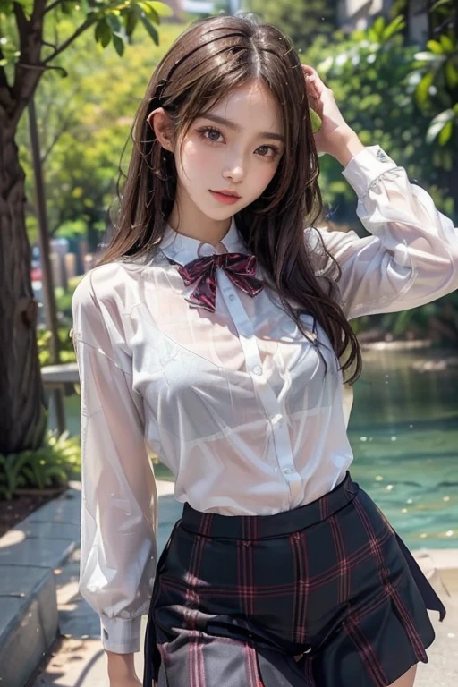 (8K、Raw photography、top-quality、masterpiece:1.2),(Spread your legs wide,Open your legs wide),(Long bob cut),watching at viewers,Looking at the front,Bullish,Erotic,Pupils,Light Blue Bra,de pele branca,kne,(Black pantyhose),absurderes,a small face,Parting the bangs from the middle、Forehead visible,(be shy,The eyeがきつめ,glares,Bullish,skinny,Rasping,irate)、masterpiece,top-quality、超A high resolution,Raw panties,ren,Beautiful fece,One Person, 独奏,fullllbody、cute little、Back to Student,JK school uniform,hi-school girl,A Japanese Lady,is standing,(Photorealsitic:1.37)、Photon mapping,Realistic、Cute little face,ブラウンThe eye、Black socks、(Red bow tie)、Radio City、Physically Based Rendering、Foreground、depth of field rally background、a picture,girl with,beauty legs, Long legs, Thin leg,Tie your hair into one strand on your chest,(Bangs are visible), hair, s lips, Blue_The eye, nosesoft,(Light blue shirt), (Navy and blue and white plaid pleated skirt), kneが見える,Sheer clothing,, Thigh, Black cotton socks,Nogizaka Idol, , Japanese ido、large full breasts、cleavage of the breast、Unbutton your shirt to reveal your chest、(Clearly visible detailed female pubic shape: 1.4), Masturbation Girl,全身a picture、skirt lift by yourself、super definition、lowfers、、、No bra、No bra、No pubic hair、The pubic area is wet、school classrooms、Sit on a desk and spread your leglack knee-high stockinglack knee-high socks、park bench、White panties