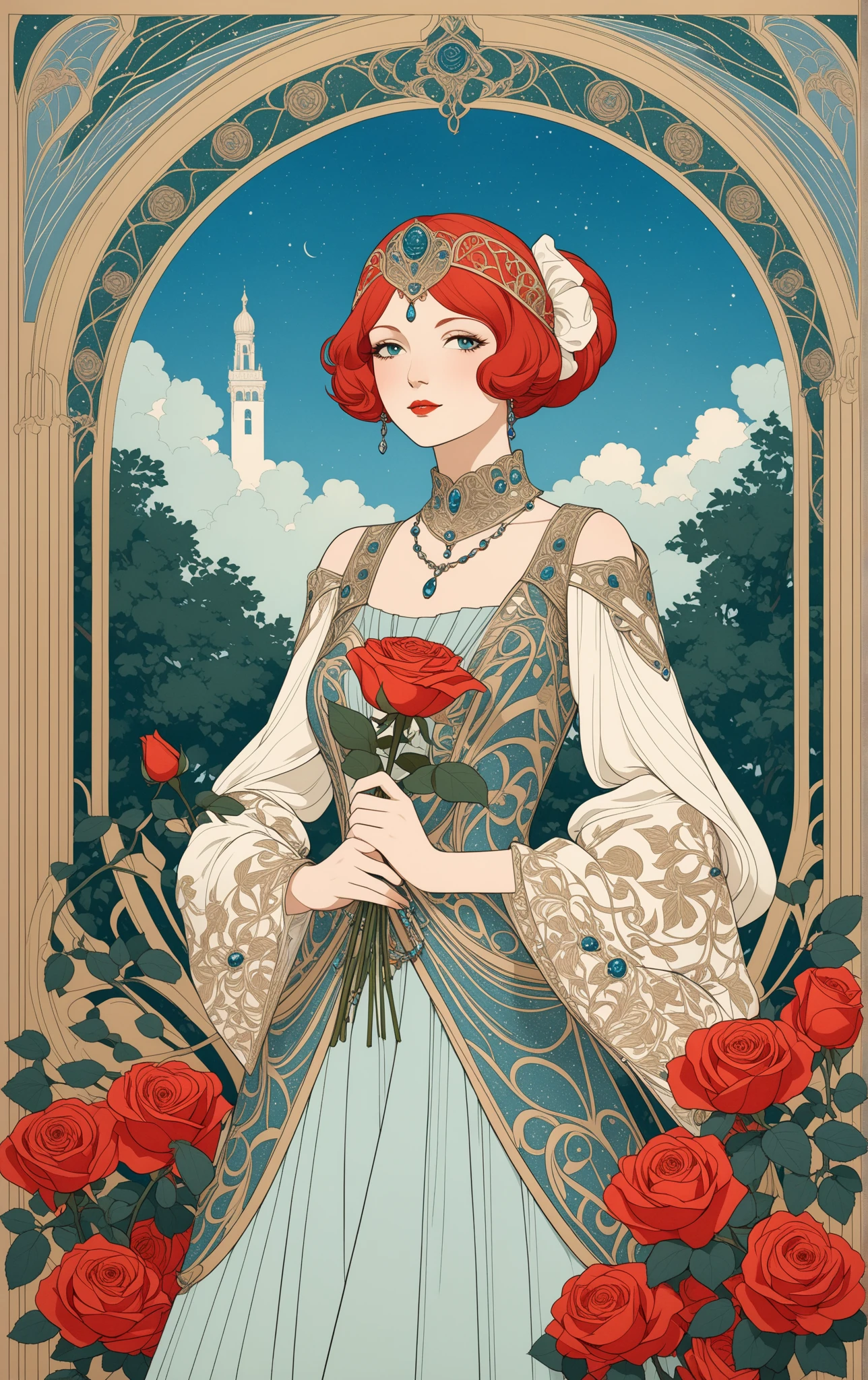 summer eladrin, art nouveau background