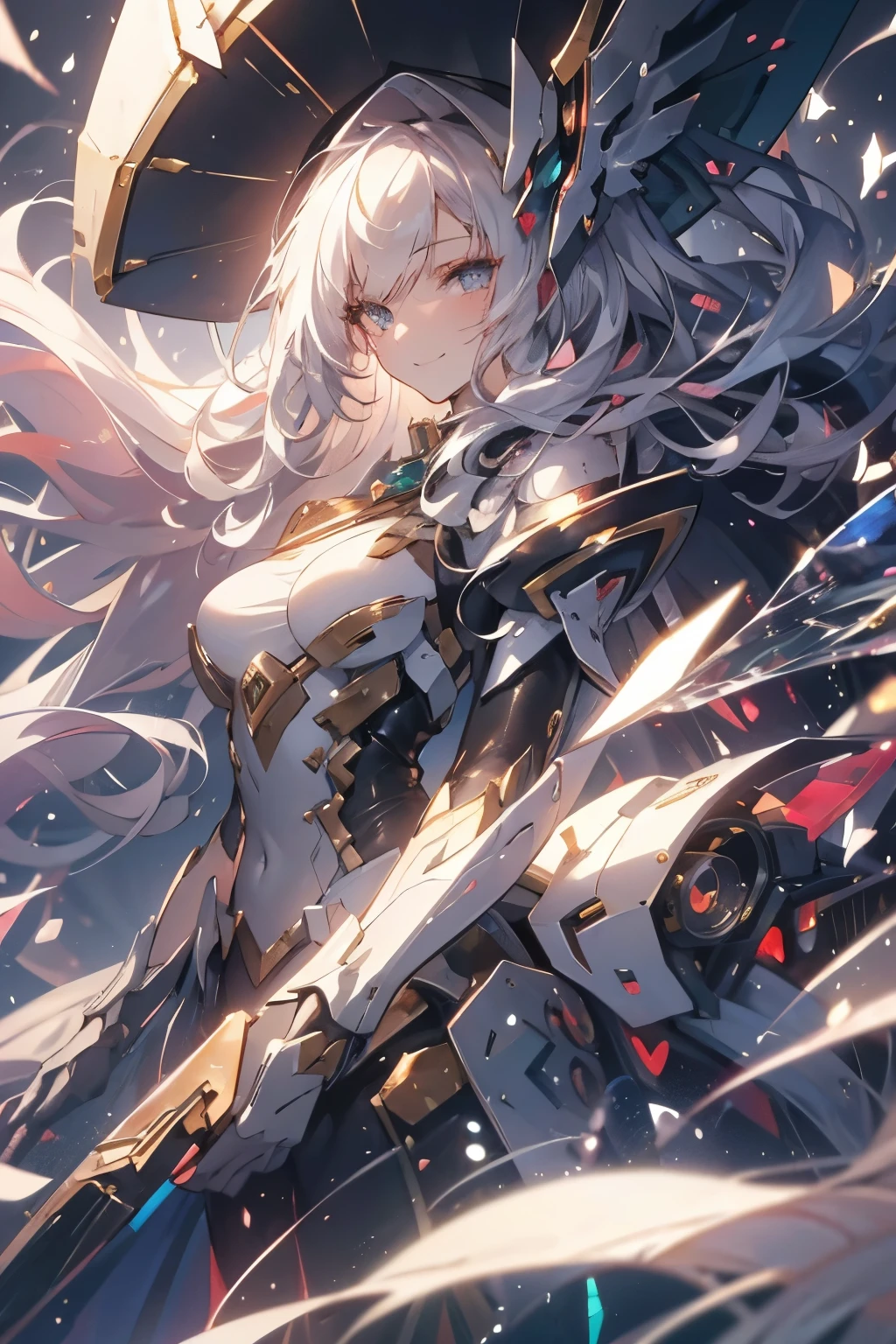 Anime girl long hair, from the night of the ark, fine details. (1girl:1.5+female_character:0.8+sit:1.2+rubble+Arknight, Girls' Frontline: 1.2, highly detailed), (Arknight: 1.2, Girls' Frontline: 1.2, feminine aesthetic), style shadow universe, scene in the universe (outer space), Girl Front. (Artstation:0.8+Pixiv:1.2+Guweiz on Artstation)