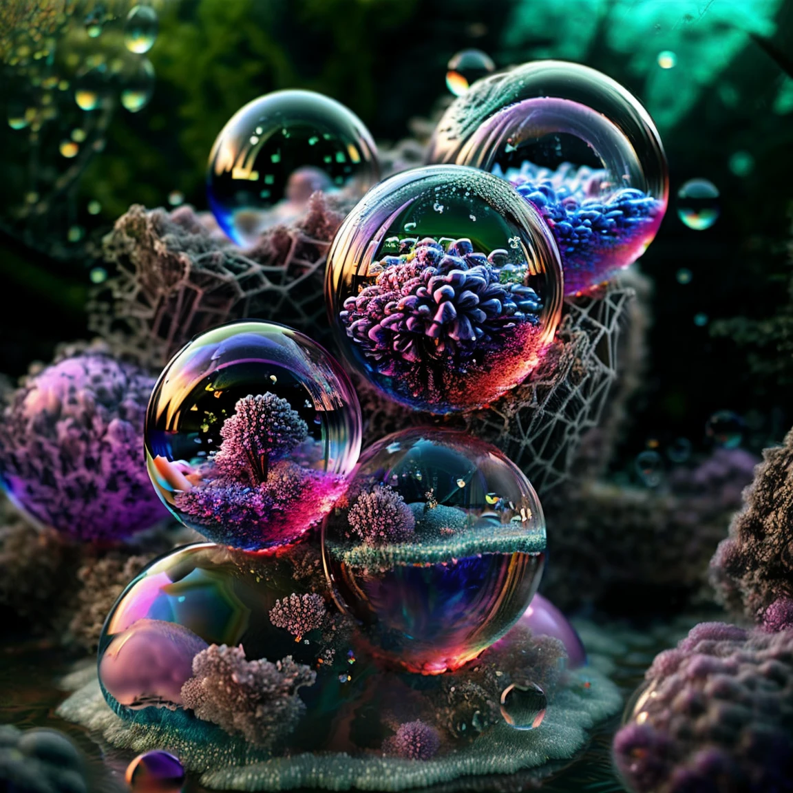  3dglass-like environment,shimmering glass bubbles morphing out of swirling colors, neon colors twisted through glass orbs and melting to drip into glass spheres, colored liquid fizzing to the ground, glowing light and reflecting,4d mandelbulb psychedelic landscape, depth of field,award winning masterpiece,pixel art, portrait,photography,photorealistic,hyperdetailed, glassmorphism,sparkle,God rays,optical illusion,rotational symmetry,reflective light,overexposure,backlighting,symmetrical reflective bubbles and spheres,extremely detailed bubbles and spheres,swirling spirals and vortex,bright vibrant colors popping out from 3d glass spheres,psychedelic underwater brightness glowing with neon colors,glowing colors twist creating holograms. Within a black abyss Intense bright, colorful, perfectly symmetrical glass globes criss crossed back and forth with different colors of laser lights contrasting the glowing light of fizzy liquid within the glass. Stark contrast between bright light colors and dark. photorealistic, cinematic photography, cinematic lighting, cinematic portrait, portrait photography, realistic, realism, ultra detailed, UHDR, full focus, highest quality, hyperrealistic,3D Rendering, 8K Octane, Cinematic, Cinematography, Digital Art, Photorealistic, Pixel Art, Pixel Assets, Depth Of Field, Best Quality, Award Winning, MasterpieceWithin a black abyss Intense bright, colorful, perfectly symmetrical glass globes criss crossed back and forth with different colors of laser lights covering the circumstances of the globes and contrasting the glowing light of acidzlime within the glass. Smaller spheres of glass in luminescent neon pink and neon green liquid fizzing and overflowing with acidic bubbles and emptying out into reflective glass orbs that melt and drip vibrant colorful symetrical patterns that cover the ground and merge together in a quilt of intricate and complex designs. High fantasy, magical effects, hypperrealistic, hyper detailed, very aesthetic.