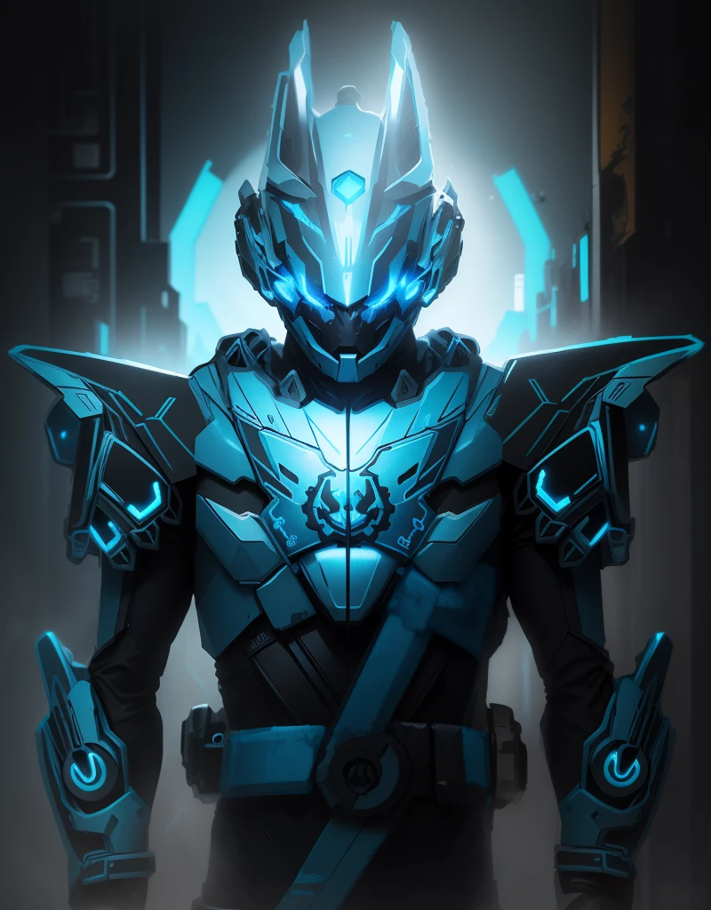  Keep original image，Make sure the mech texture ，Ice blue mixed with dark blue